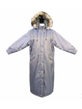 Forecaster Unisex Silver Fur Hooded Long Insulated Coat Size L